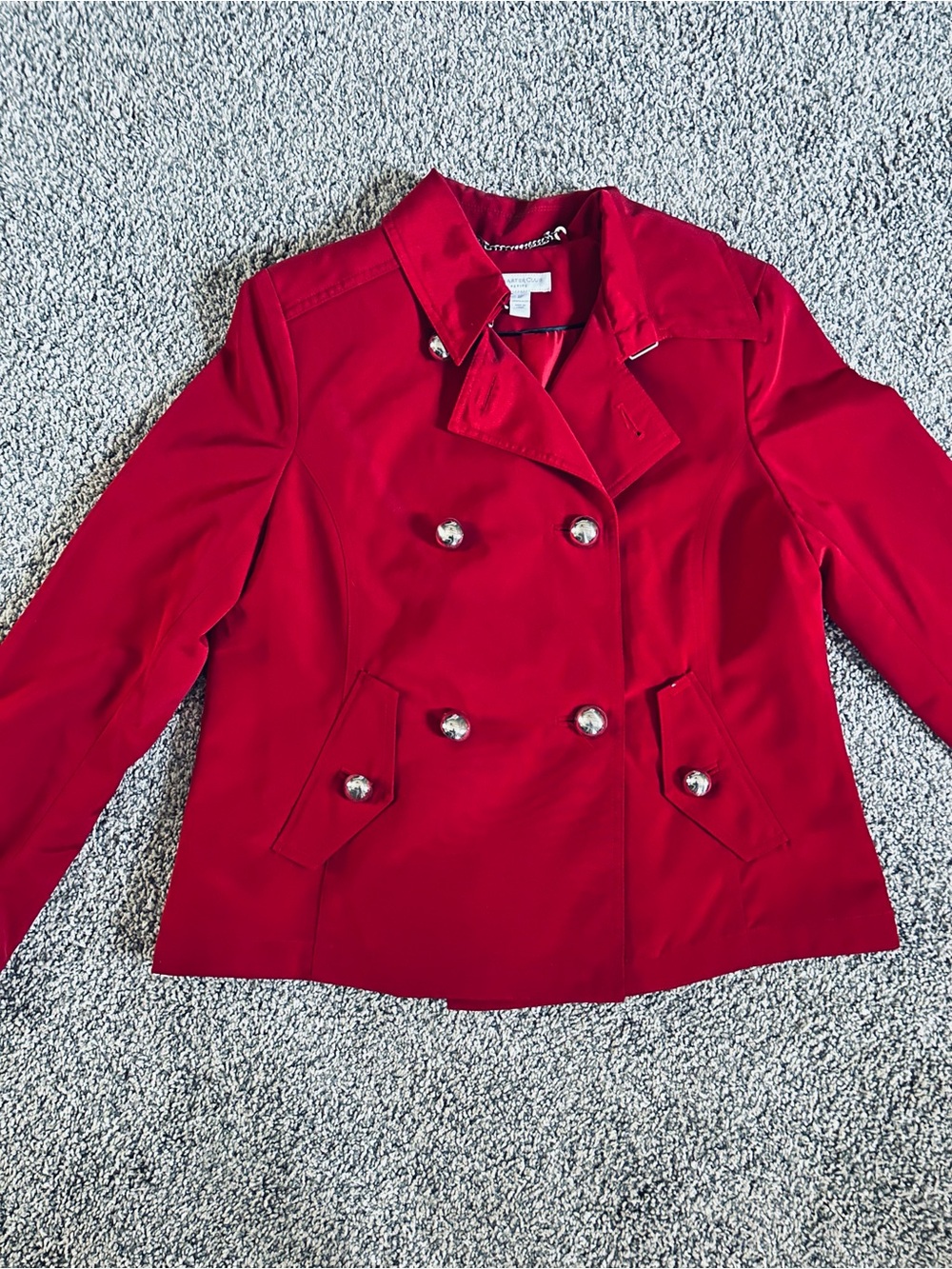 Charter Club Vibrant Red Double-Breasted Peacoat